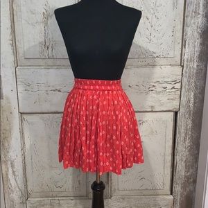 Red and White Patterned Skater Skirt